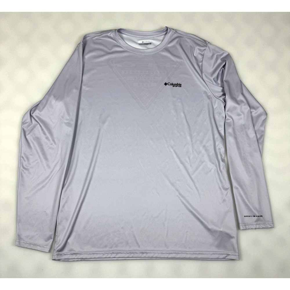 Columbia Mens Large PFG Terminal Tackle Long Sleeve Fishing Shirt Gray Silver